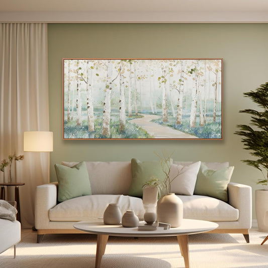 Modern Natural Landscape Canvas Wall Art Decor Home Decor Wall Art Prints Colorful Forest Path Framed Landscape Wall Art Decorations for Living Room Wall Bedroom Kitchen Office Decor 24"×48"