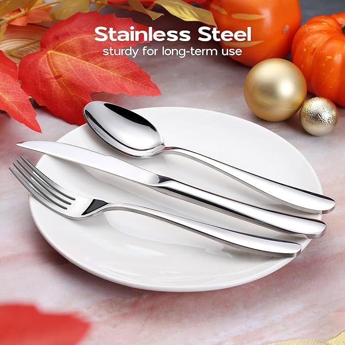 Onader 40 Piece Heavy Duty Silverware, Flatware Set for 8, Stainless Steel Cutlery Set