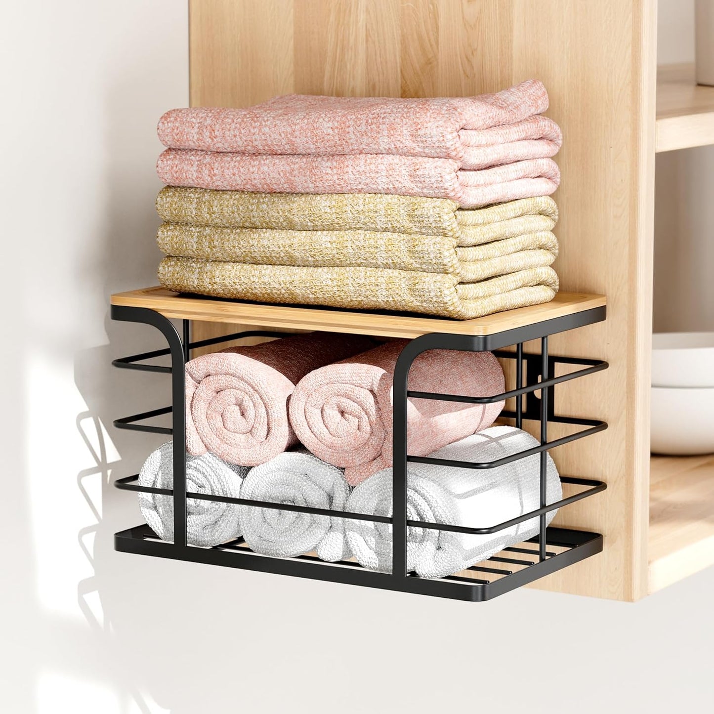 3 Pack Stackable Pantry Organizer,Stainless Steel Trash Bag Holder Dispenser,Kitchen Storage Organization for Kitchen Counter Sink,Laundry Room,Pantry, Black