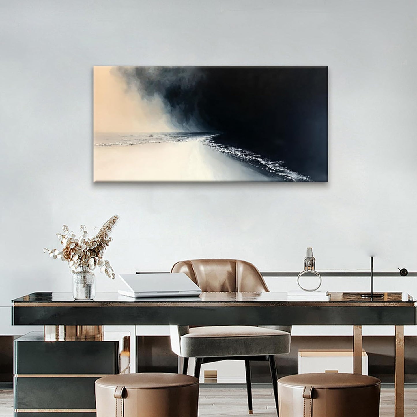 Tsomzxng Abstract Wall Art For Living Room Black And White Wall Art Print Modern Canvas Art Wall Decor Painting Print Abstract Art Pictures For Bedroom Apartment Office Ready To Hang 24" X 48"