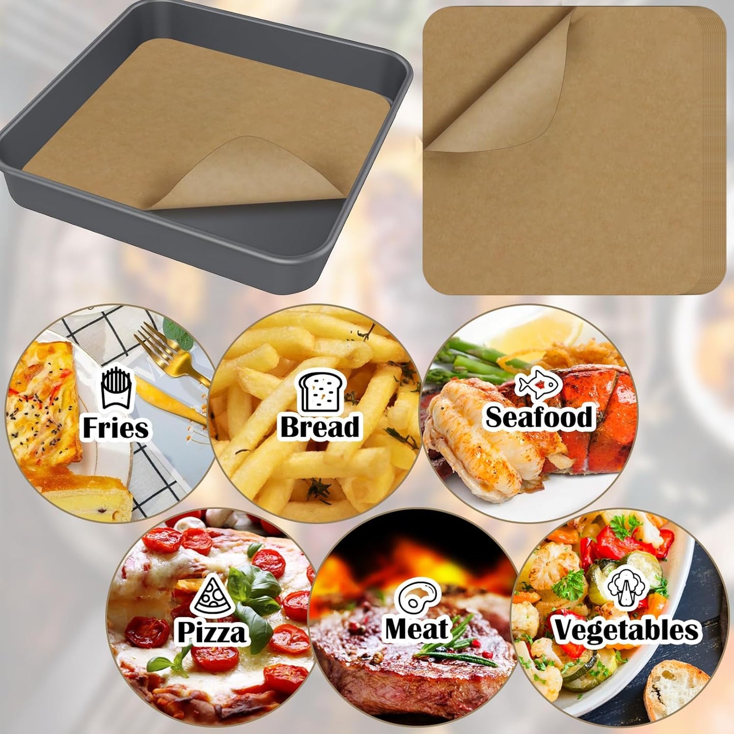 120 Sheets 12 inch Air Fryer Parchment Paper Squares,Non Stick Baking Disposable Paper Liner Compatible with Ninja Foodi SP101 SP201 SP301 SP351,Pre Cut Unbleached Parchment Paper for Toaster Ovens