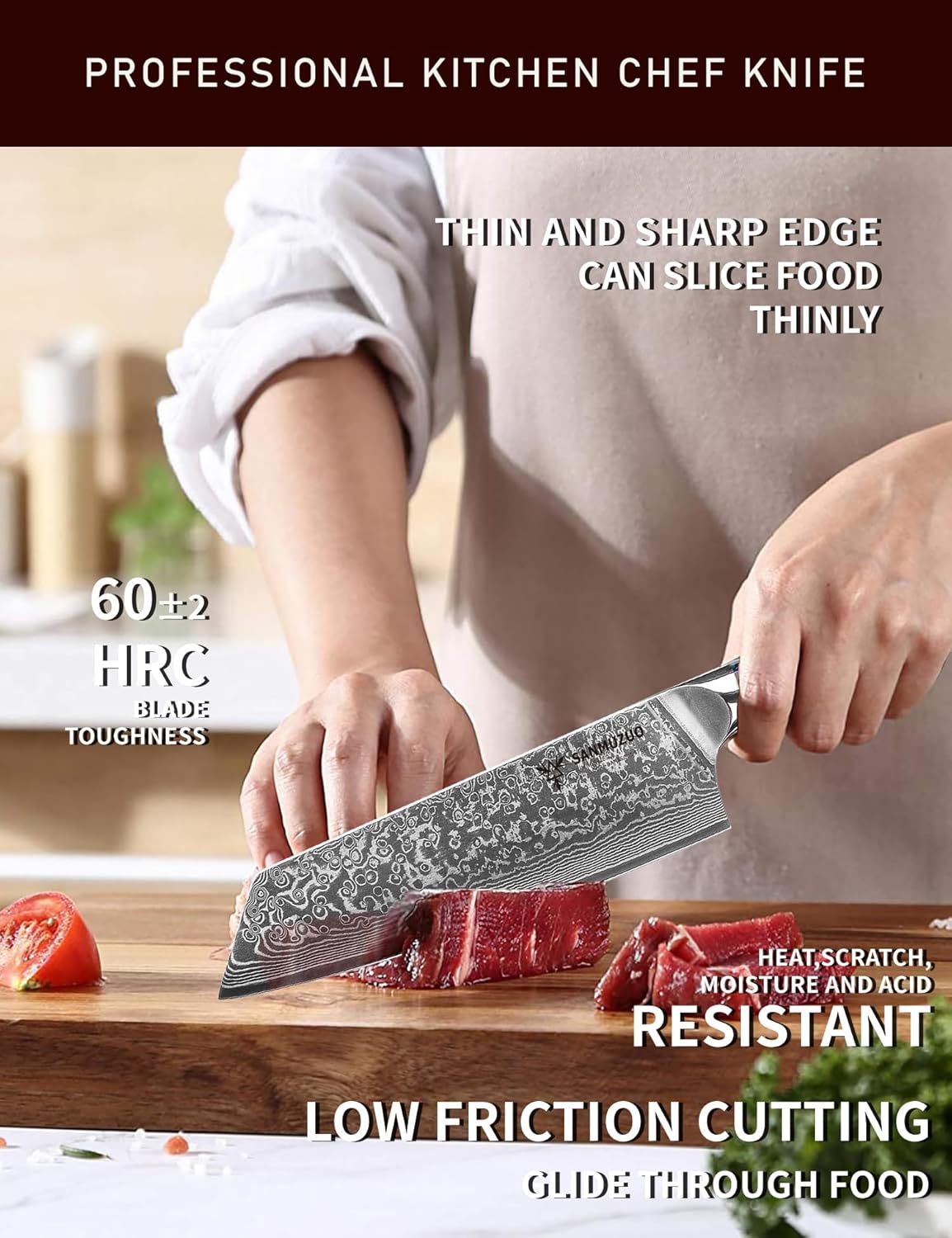 8.5 inch Kiritsuke Kitchen Chef Knife - 67 Layers Damascus Steel & Resin Handle - Xuan Series(Sapphire Blue)