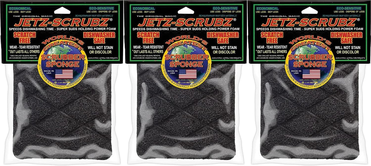 The Original Magic Jetz Scrubz J27 Scrubber Sponge Rectangle, Pack of 3
