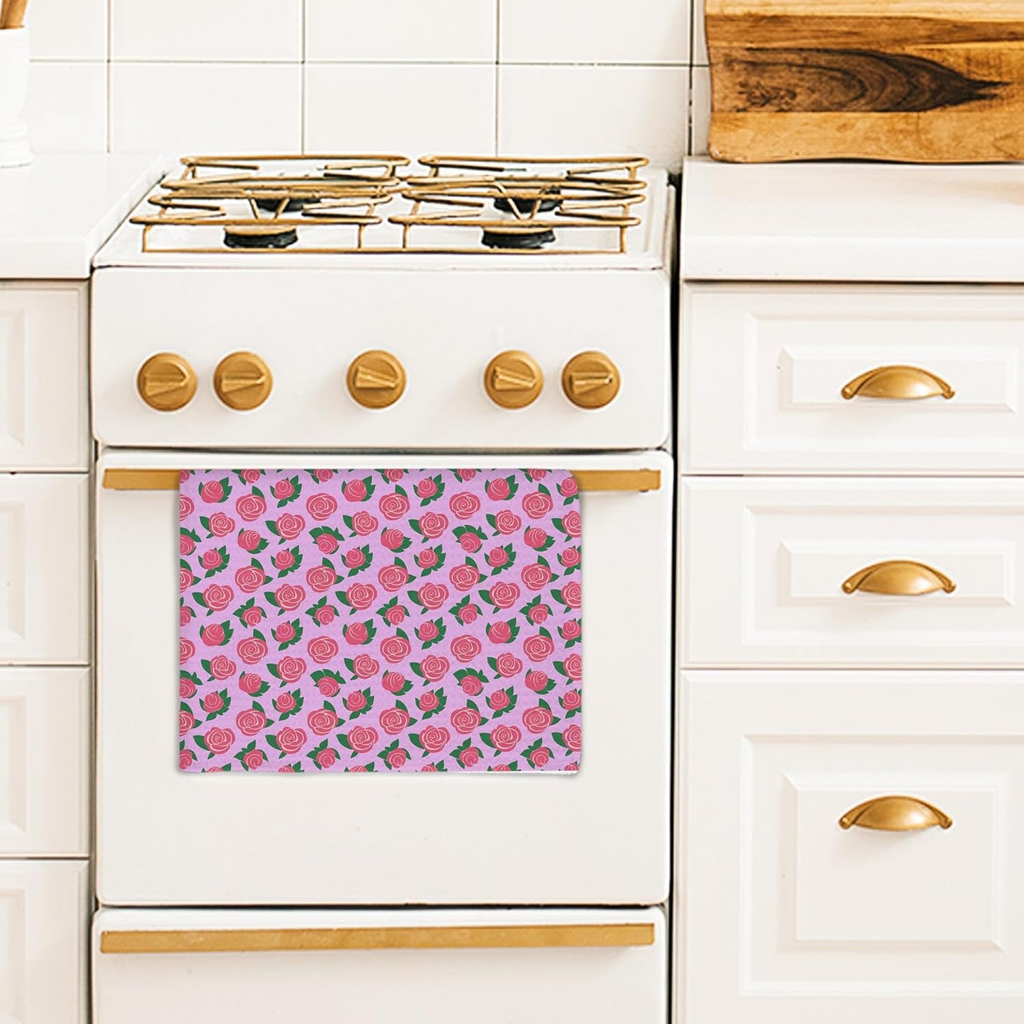 Pink Rose Floral Kitchen Towels, Rustic Farmhouse Hand Towels for Bathroom Decor, Cottagecore Rose Floral Botanical Dishcloths Dish Towel for Kitchen 16x24 Inches