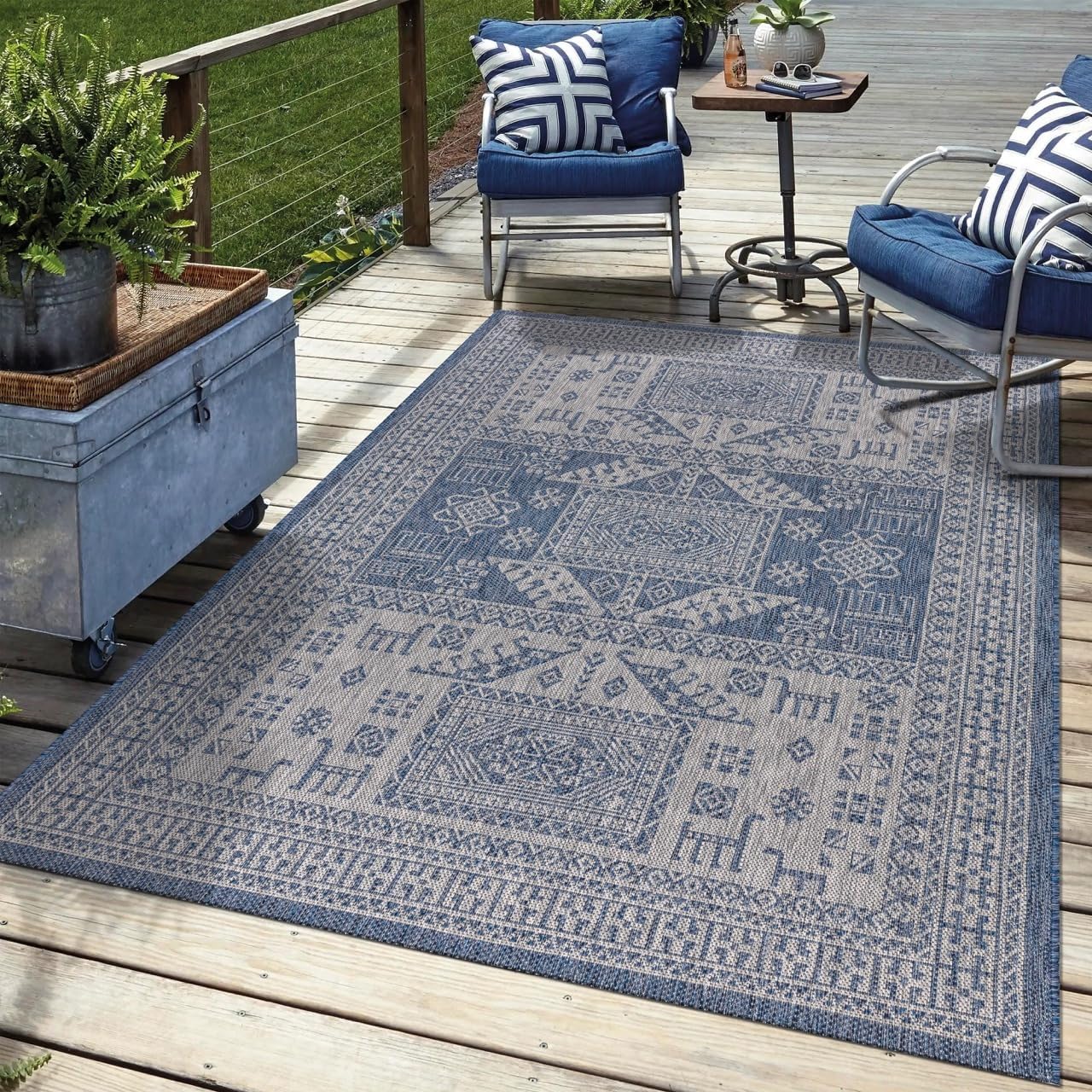 Keen Home Design Terrace Outdoor Throw Rug - 3x5 Washable Indoor/Outdoor Rug for Patio, Kitchen, Balcony, Beach, Garden, Deck and Porch, Size: 3'x5'