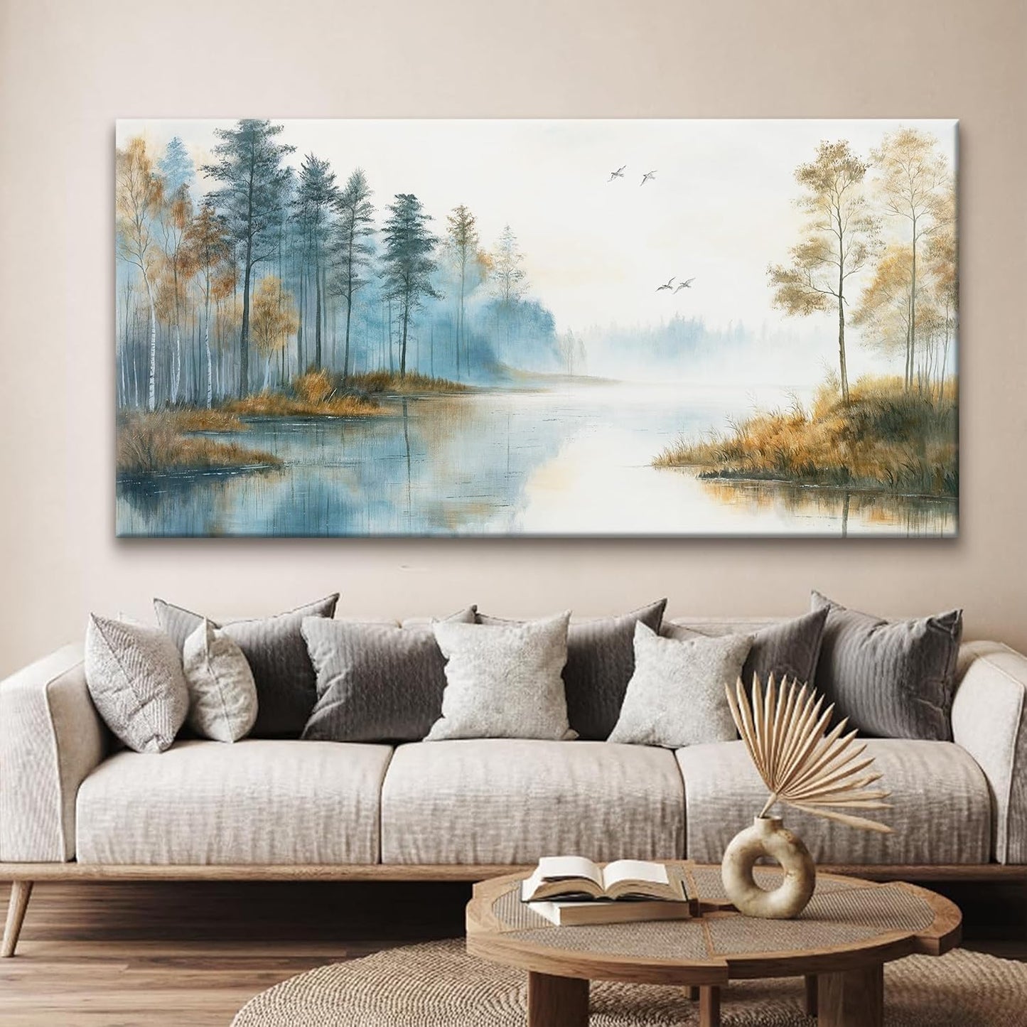 Suconvng Large Wall Art For Living Room Landscape Canvas Art Wall Decor Modern Tree Forest Wall Art Painting Prints Picture For Bedroom Office Kitchen Home Wall Decor 29"X58"
