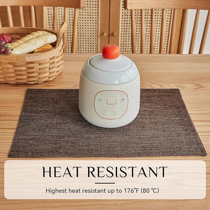 Softalker Faux Linen Placemats Set of 12-12 x 18 Inch, Heat Resistant Double Layered Durable Burlap Farmhouse Place Mats, Non-Slip Washable Rustic Table Mats for Dining, Kitchen, Party（Dark Brown