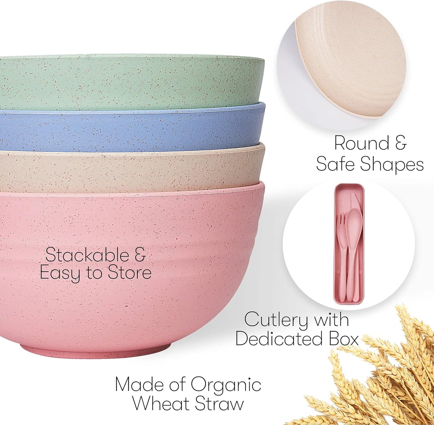 Wheat Straw Dinnerware Sets | Unbreakable Dinnerware Sets | Dishwasher Microwave Safe Dinnerware | Eco Friendly Non Breakable Dinnerware Sets | RV Outdoor Camping (Multi, Service for 4 (28 pcs))