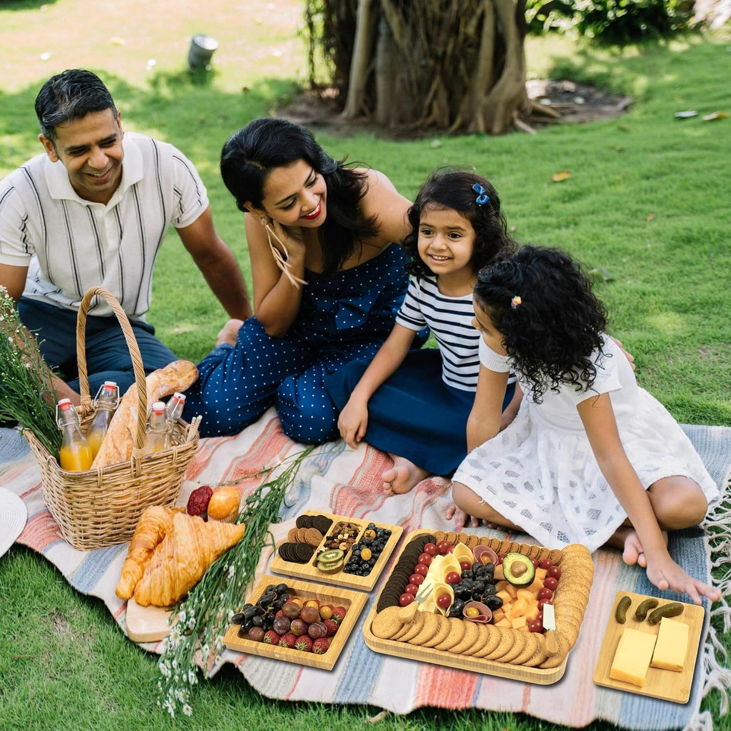 Charcuterie Board Cheese Tray Set with Stainless Steel Knives, Slates and Bowls. Gift for Housewarming, Wedding Couple, Bridal Shower (CB002)