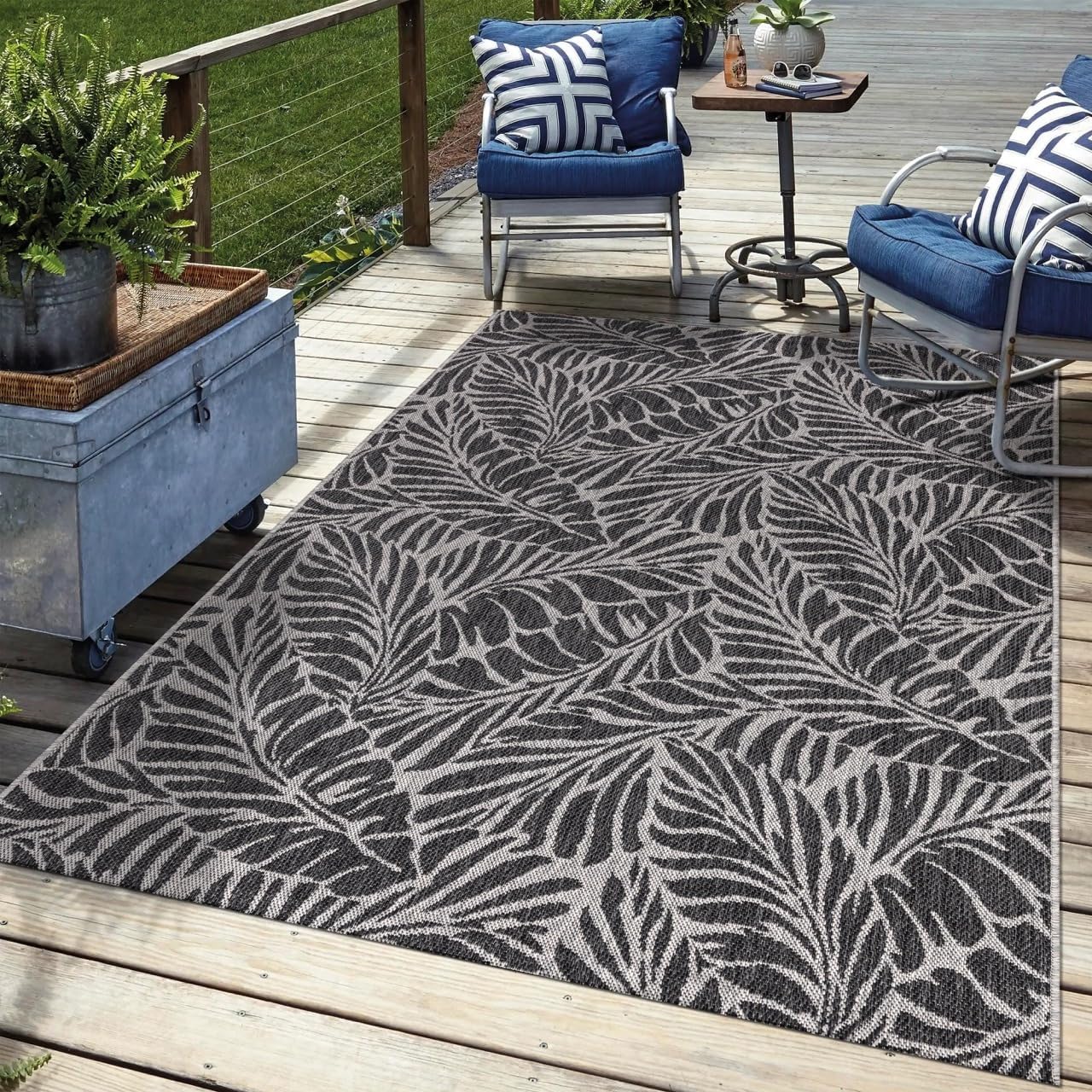 Keen Home Design Terrace Outdoor Throw Rug - 3x5 Washable Indoor/Outdoor Rug for Patio, Kitchen, Balcony, Beach, Garden, Deck and Porch, Size: 3'x5'