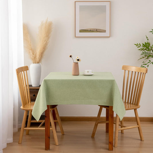 Hiasan Faux Linen Square Tablecloth - Wrinkle and Stain Resistant Washable Table Cloth for Kitchen Dining Room Holiday Table Cover for Dinner, Green, 60 x 60 Inch