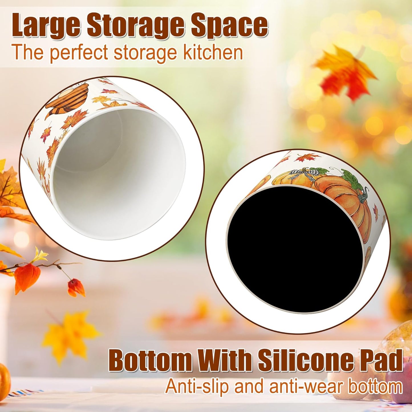 pinata Fall Thanksgiving Kitchen Decor Ceramic Utensil Holder, Farmhouse Fall Gnome Pumpkin Utensils Holder, Ceramic Utensils Crock for Rustic Indoor Kitchen Decorations(6.3 Inches)