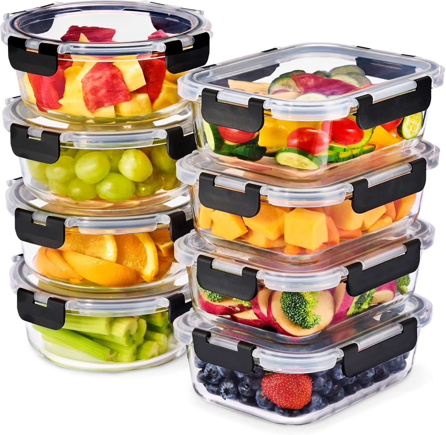 Sorbus Glass Meal Prep Containers, Dishwasher and Oven Safe Reusable Meal Prep Containers, Freezer Safe Glass Food Storage Containers with Airtight Lids