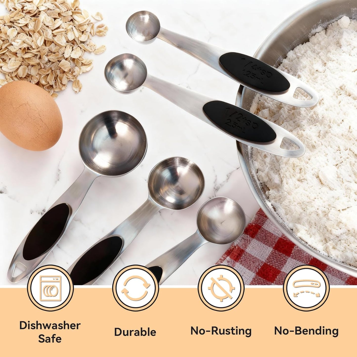 1PCS 1Tsp(1/3tbsp, 1/6oz, 5ml) Single Magnetic Measuring Spoon, Stainless Steel Individual Measure Scoop Only for Baking & Cooking, Metal Kitchen Gadgets Essentials