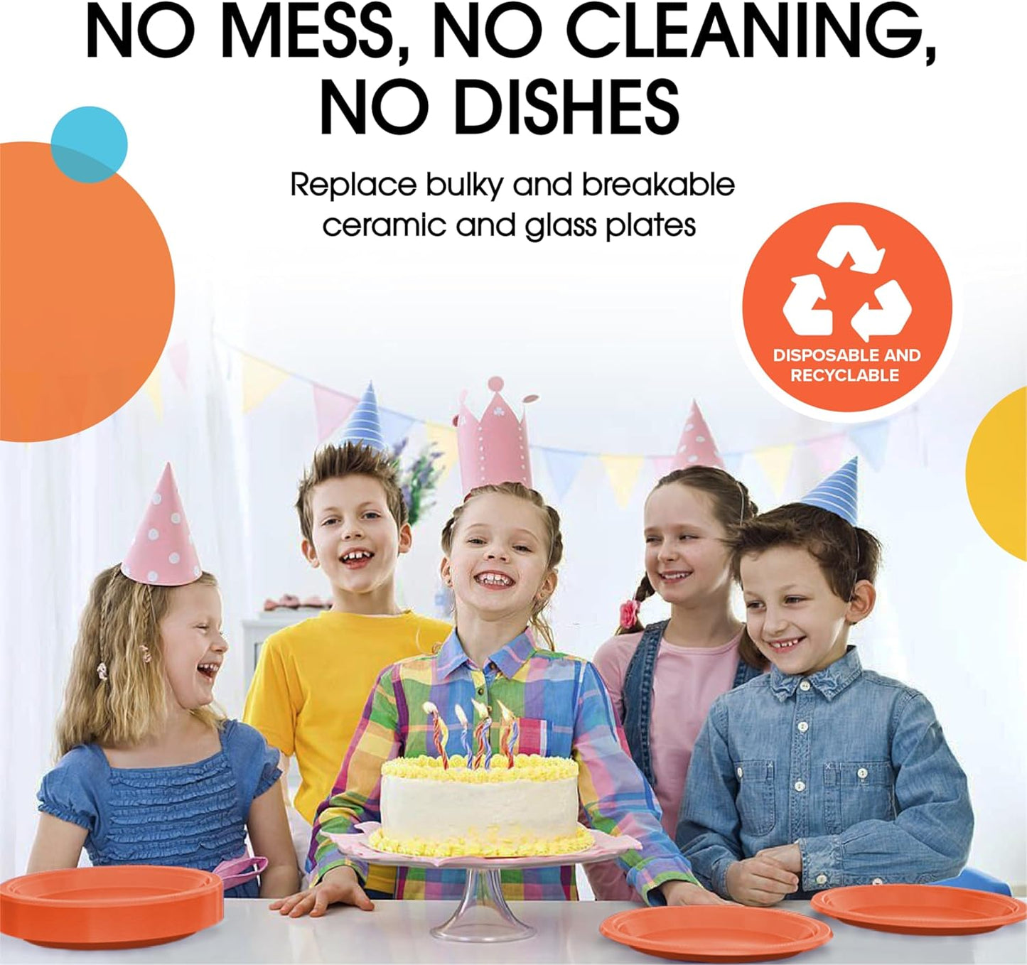 Exquisite Party Solids Orange Plastic Plates For Party Supplies 7" Orange Disposable Plates Heavy Duty 50 Pcs Plastic Dinnerware Sets Heavy Duty 350 GSM Disposable Dinnerware Set