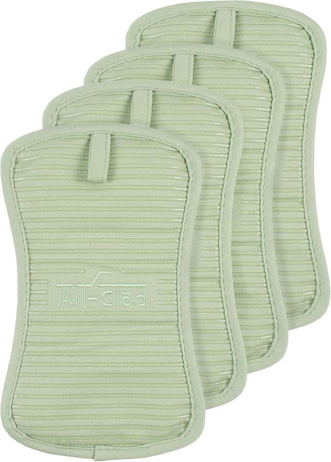 All-Clad Premium Pot Holder & Hot Pad: Heat Resistant to 500 Degrees - 100% Cotton, 10"x6.25" Hot Pad for Kitchen and Barbeque, 4-Pack, Fennel