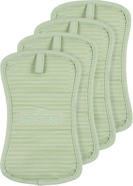 All-Clad Premium Pot Holder & Hot Pad: Heat Resistant to 500 Degrees - 100% Cotton, 10"x6.25" Hot Pad for Kitchen and Barbeque, 4-Pack, Fennel