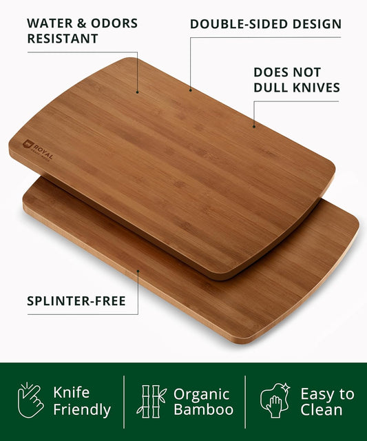 ROYAL CRAFT WOOD Wooden Cutting Boards for Kitchen Meal Prep & Serving - Bamboo Wood Serving Board Set - Charcuterie & Chopping Butcher Block for Meat