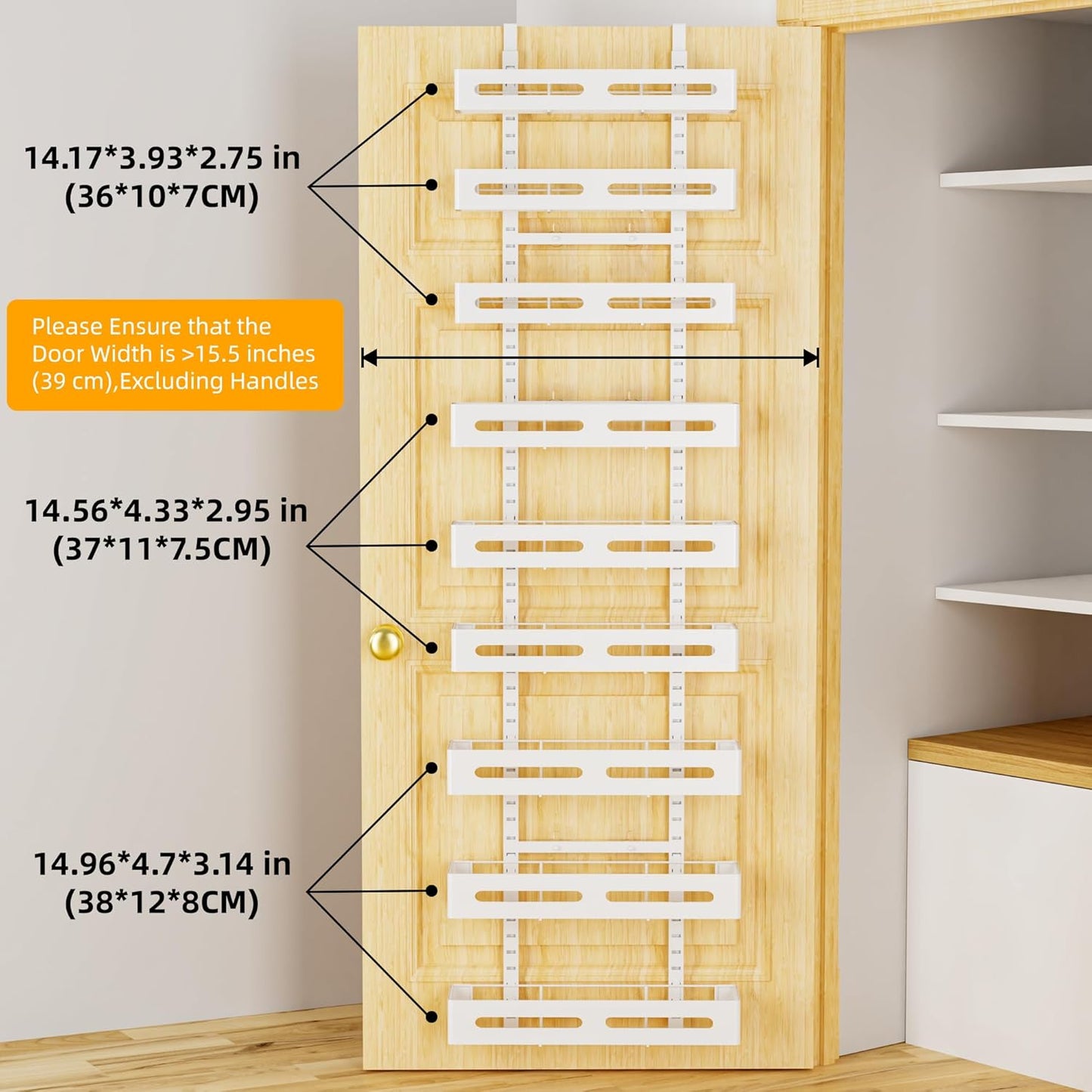 Moforoco White 9-Tier Over The Door Pantry Organizer, Pantry Organization And Storage, Metal Hanging Spice Rack Shelves Door