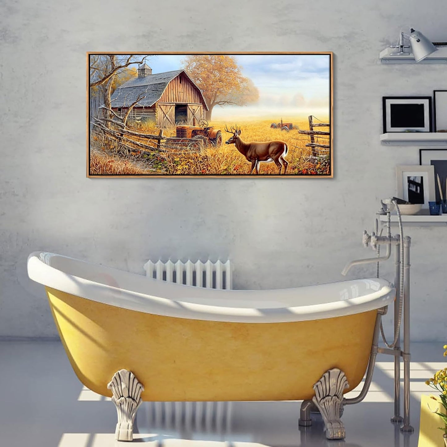 JEAWA Animal Canvas Wall Art Decor - Deer Canvas for Wall Decor,Farm Artwork Decor, Large Framed Wall Art for Living Room Bedroom, 20x40 IN