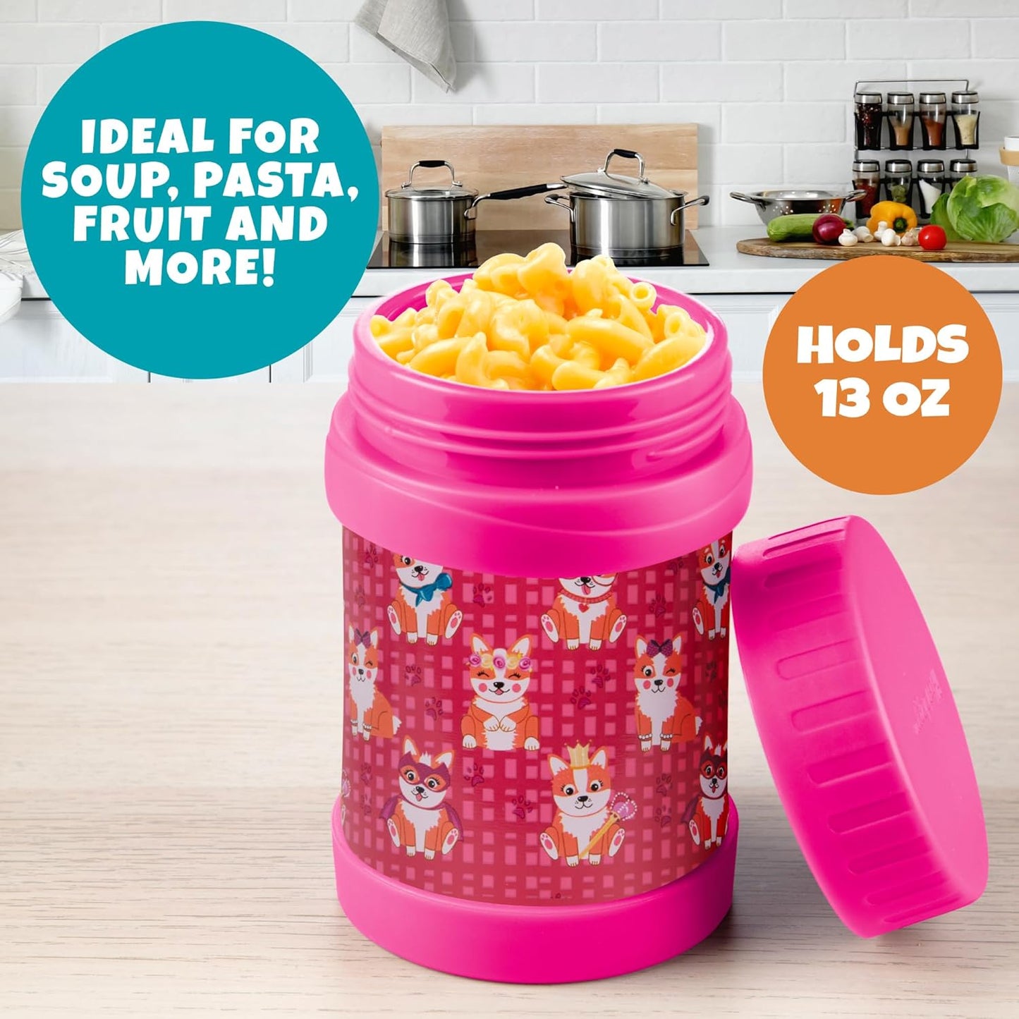 Bentology Stainless Steel Insulated 13oz Lunch Jar for Kids- Large Leak Proof, thermos Storage Keeps for Hot or Cold Food, Soups, Liquids w Wide Mouth- BPA Free for Back to School Lunch Boxes, Bags