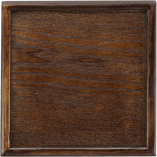 Wooden Serving Tray Square Wood Serving Tray Decorative Platter, 7.1x7.1 Inch Fit for Home Decor Kitchen Coffee Table Candle Holder, (Brown)
