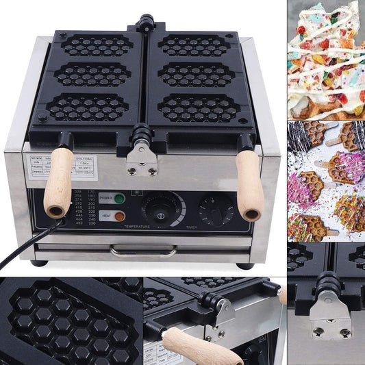 1500W Small Commercial 3 Slice Non-Stick Electric Waffle Maker Stainless Steel Body USA, Portable Durable Belgian Honeycomb Square Waffle Baker For Snack Bar, Restaurant, Bakery, Home