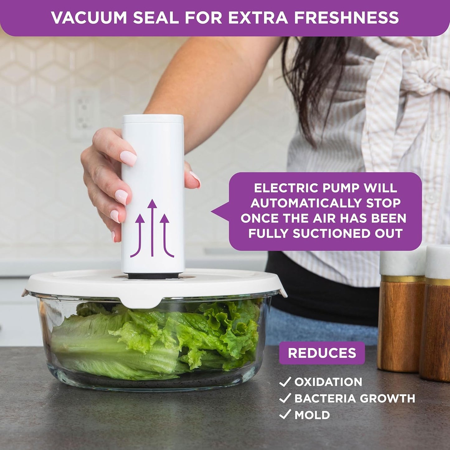 HOLDN’ STORAGE Vacuum Food Storage Containers, Set of 6 Glass Containers & Electronic Pump - Keep Food Fresh Longer, BPA-Free Glass, Leak-Proof, Ideal for Meal Prep, Marinating