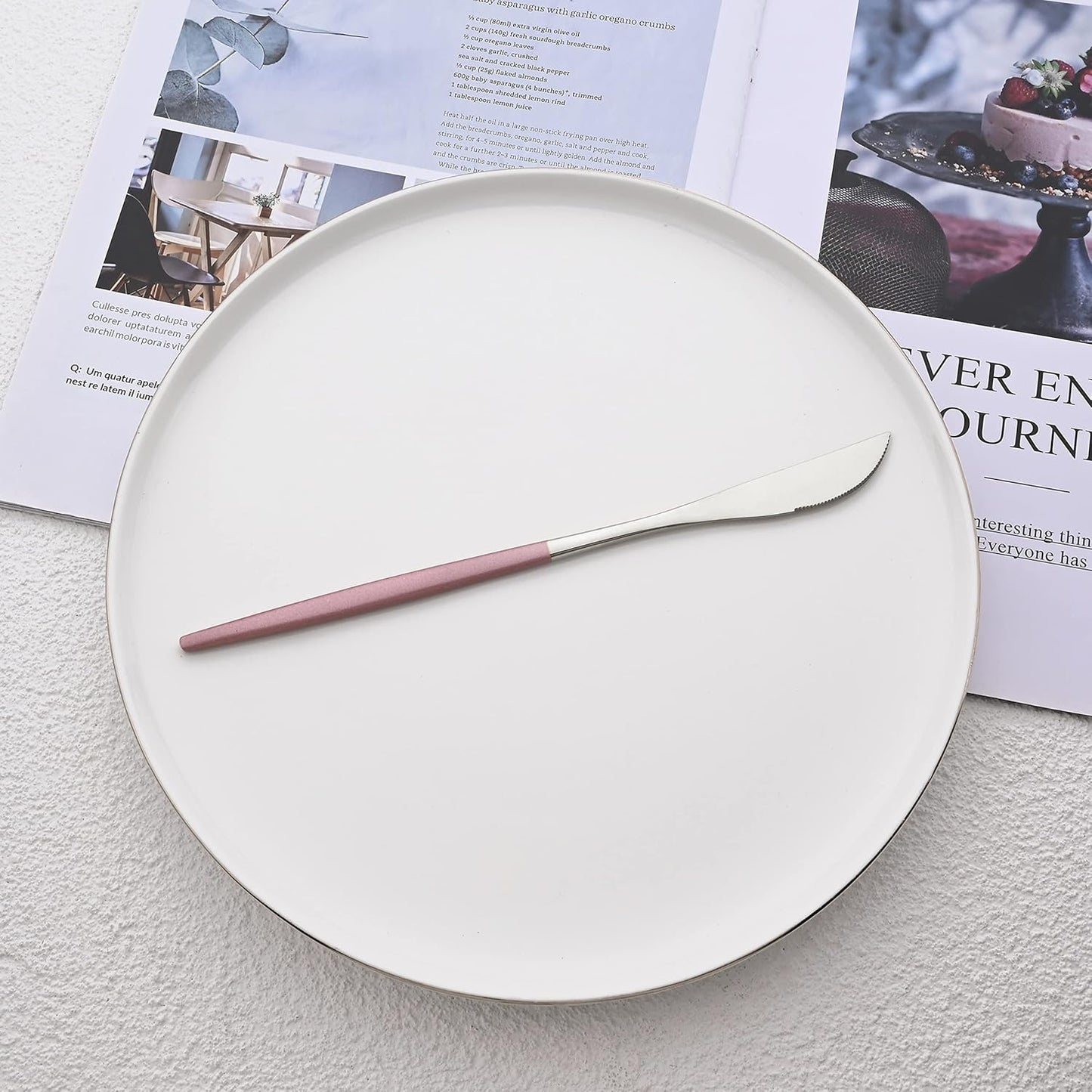 Silverware Set – 20 Piece Family Dinnerware Set – Flatware Set Service For 4 – Pink Silver Tableware Sets – Cutlery Great For Family Gatherings & Daily Use – Spoons, Knives, Forks