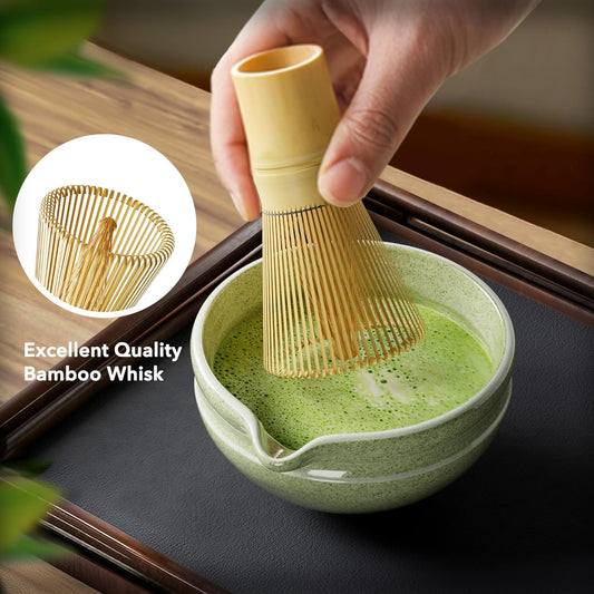 Matcha Whisk Set, Perfect Matcha Kit for Matcha Lovers Includes Ceramic Bowl, Bamboo Whisk, Holder, Scoop, Sifter & Cloth - 7 Pcs Matcha Kit