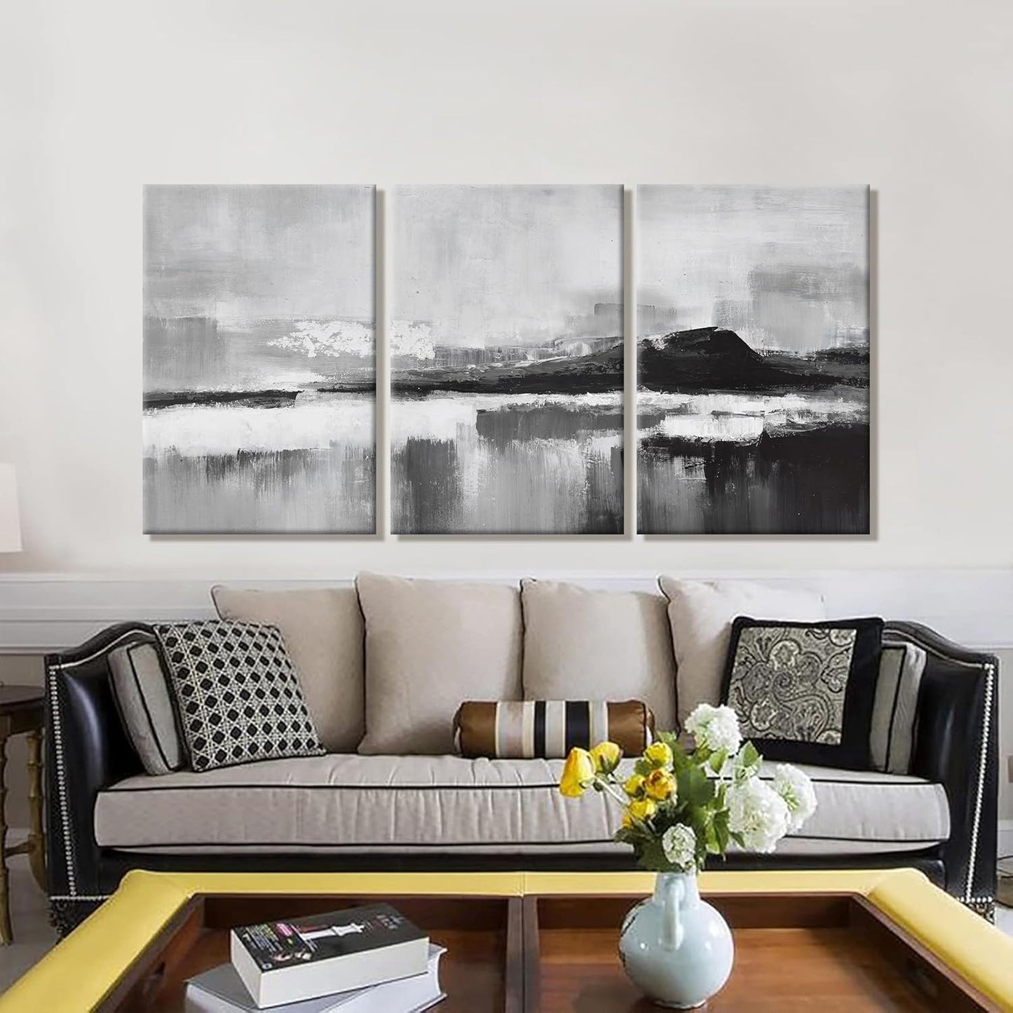 Abstract Wall Art Home Wall Decor Wall Art Prints Black and White Wall Art Modern paintings Wall Decorations for Living Room Wall Bedroom Kitchen Office 24"x 36"x 3pcs