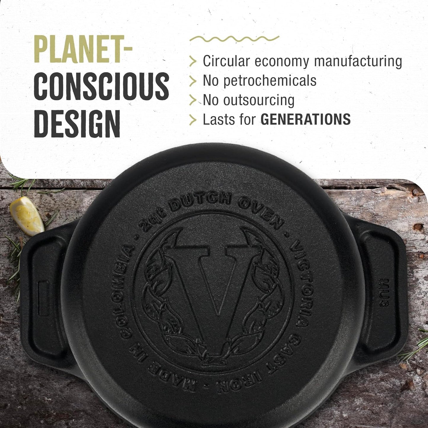 Victoria 2-Quart Cast Iron Dutch Oven with Lid and Dual Handles, Seasoned with Flaxseed Oil, Made in Colombia