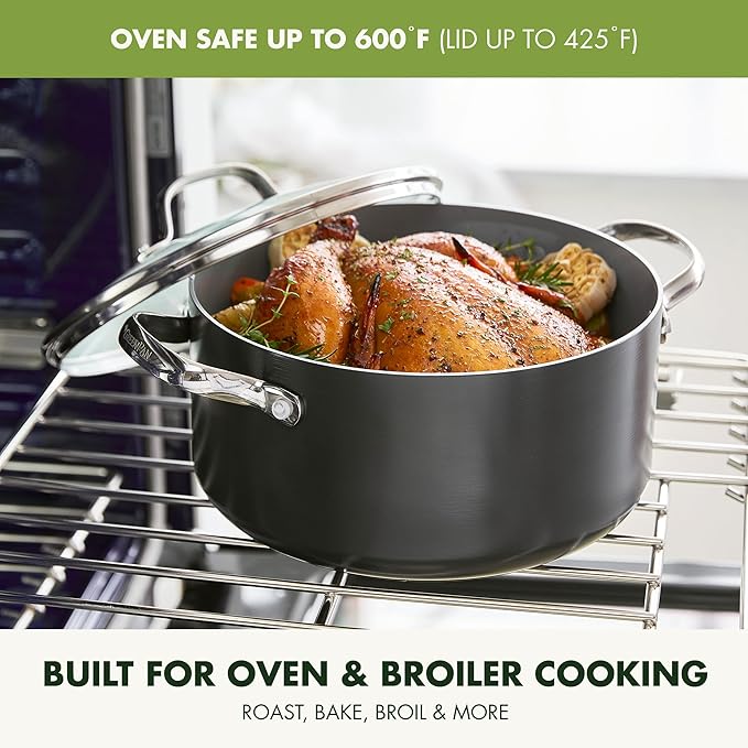 GreenPan Valencia Pro Hard Anodized Healthy Ceramic Nonstick 5QT Stock Pot with Lid, PFAS-Free, Induction, Dishwasher Safe, Oven Safe, Gray