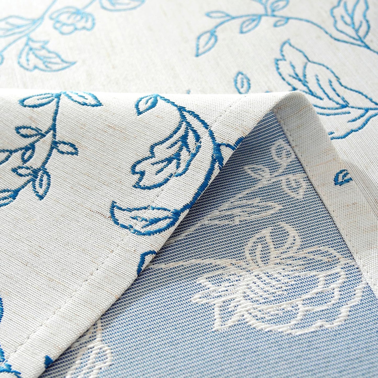 Chassic Premium Vintage Farmhouse Damask Floral 60 x 120 inch Rectangle Table Cloth – Water Resistant Linen Textured Jacquard Tablecloth for Kitchen Dining & Picnic Decor - Blue