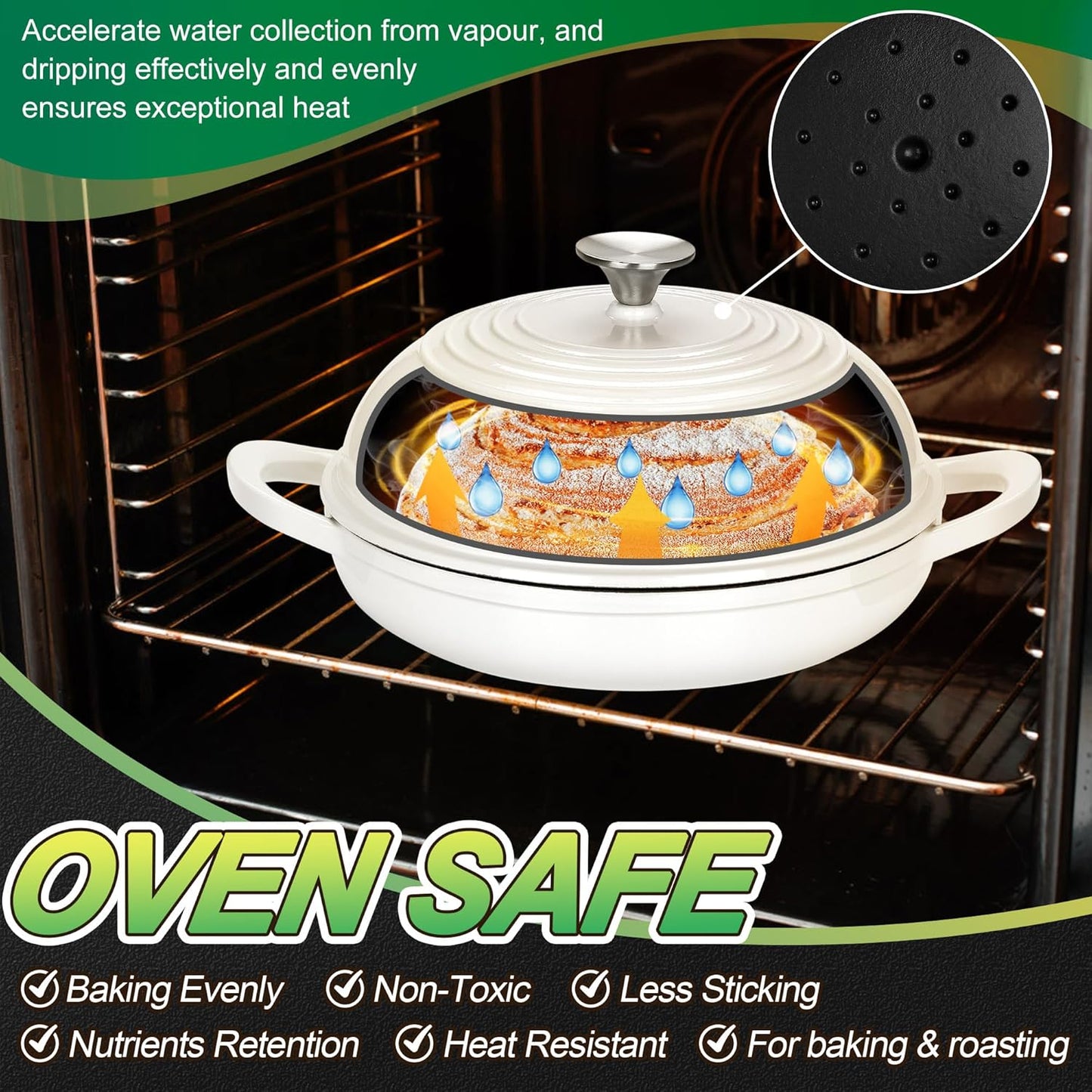 P&P CHEF Bread Dutch Oven for Sourdough, 5.5 Quart Enameled Cast Iron Dutch Oven Pot with Lid for Homemade Bread Baking, Easy to Clean & Even Heat, White