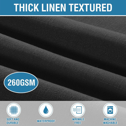 H.VERSAILTEX Linen Textured Table Cloths 54 x 108 Inch Premium Solid Tablecloth Spill-Proof Waterproof Table Cover for Dining Buffet Feature Extra Soft and Thick Fabric Wrinkle Free, Black