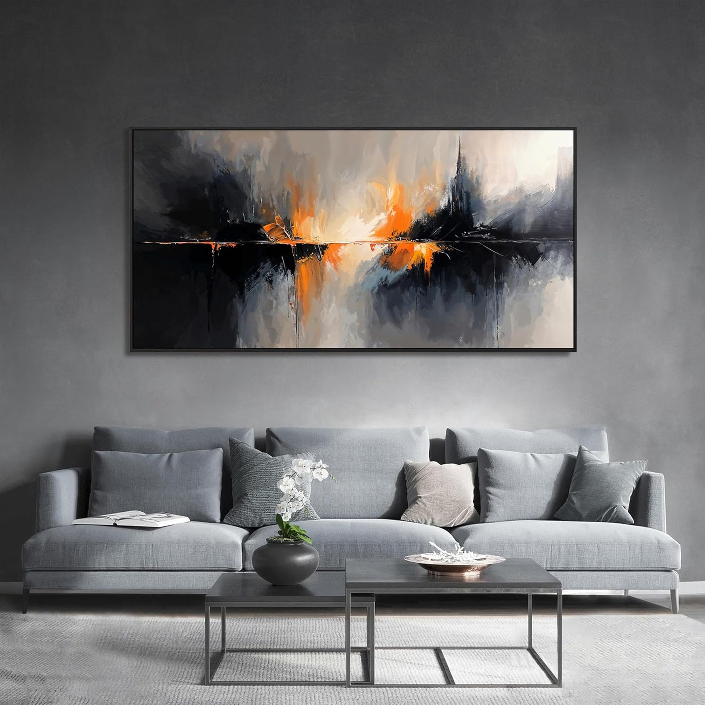 Abstract Wall Art Decor Black And White Wall Art Oversized Framed Wall Art Prints Art Work for Wall Decor Large Modern Wall Art Decor Abstract Canvas Art Bedroom Office Decorations 29" X 58"