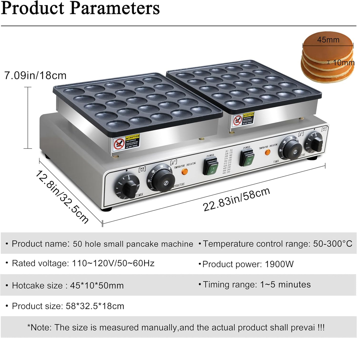 50PCS Mini Pancakes Maker Machine, 110V Electric Commercial Dutch Pancake Maker, Non-stick Small hotcake Maker Mini hotcakes machine for Home Kitchen Restaurant Business