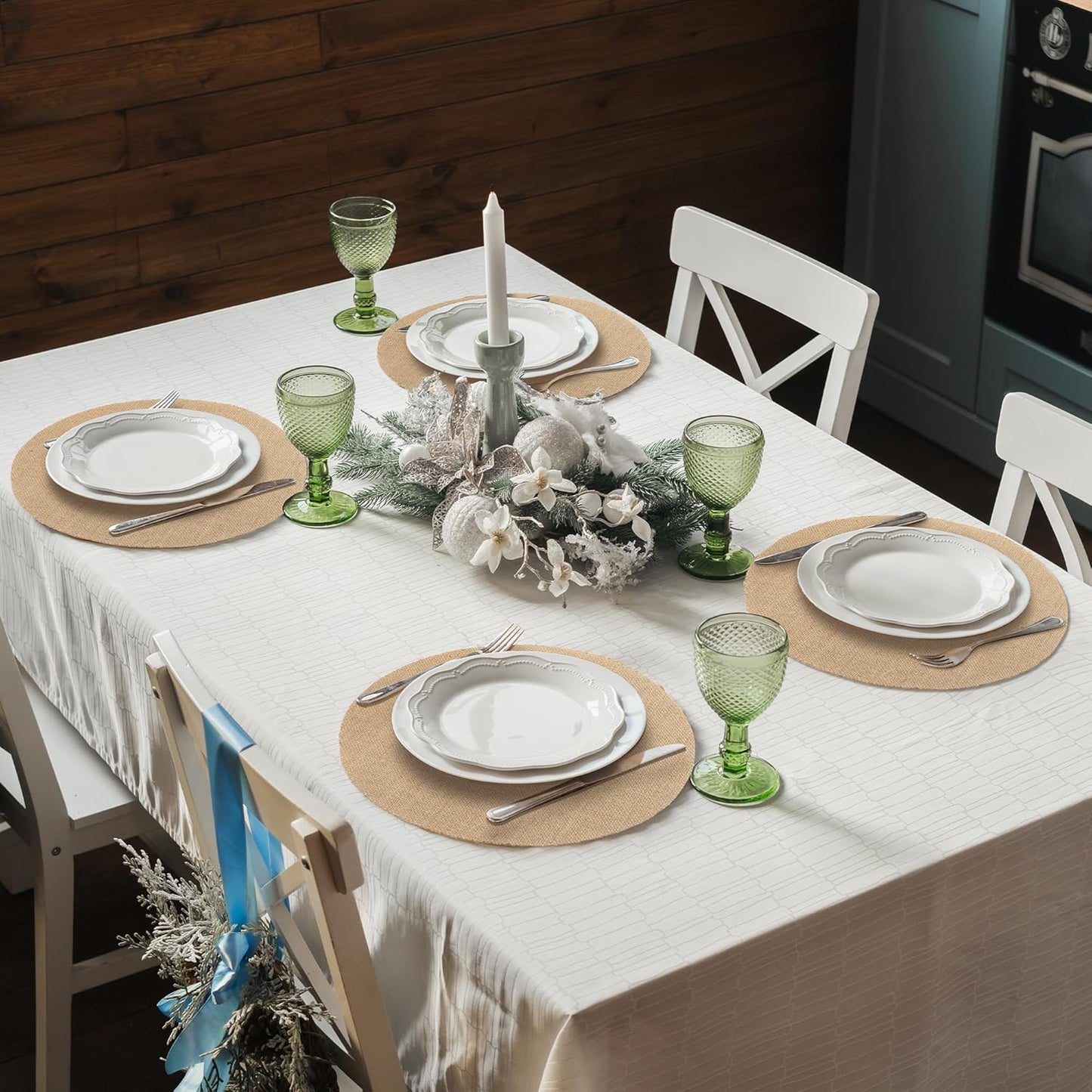 100 Pieces Burlap Placemats 11.8 Inch Round Reusable Brown Table Mats Natural Jute Fibers Placemats Bulk Circle Rustic Table Decorations for Dining Wedding Holiday Farmhouse Supplies