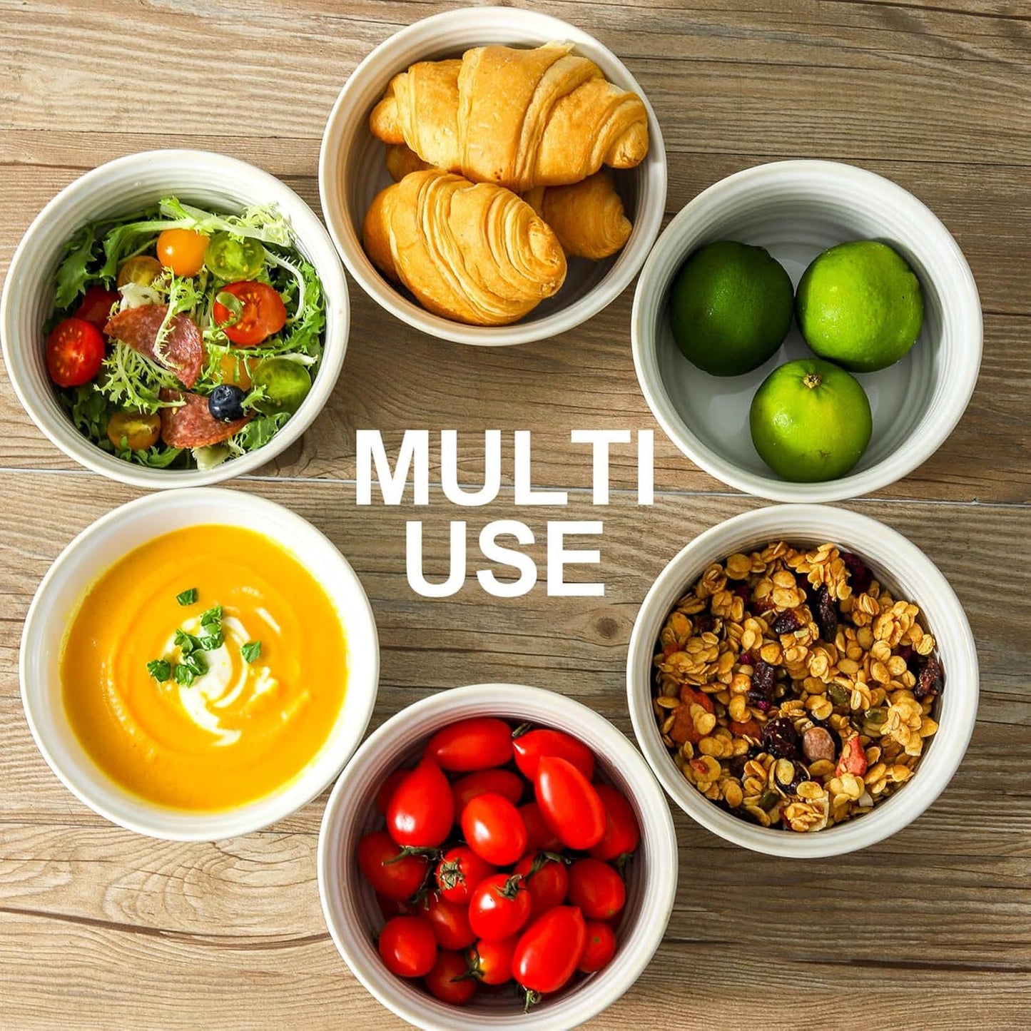 Hasense Cereal Bowls, 20 Ounce Soup Bowls Set of 6, Ceramic Deep Bowl for Kitchen, Perfect for salad Pasta Dessert Oatmeal, Dishwasher and Microwave Safe, Clay-Infused White