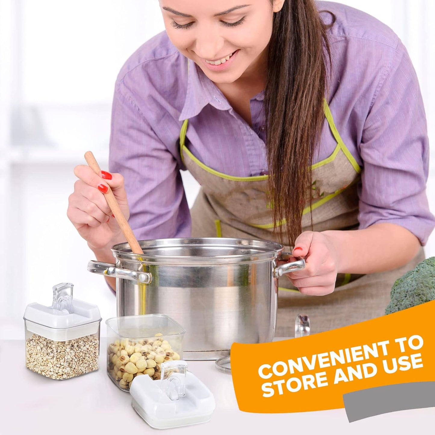 Cheer Collection Airtight Food Storage Containers, Kitchen Storage Containers for Pantry, Set of 12 Food Containers with Lids Airtight, Pantry Storage Containers & Organizers with Lids, 5L, White