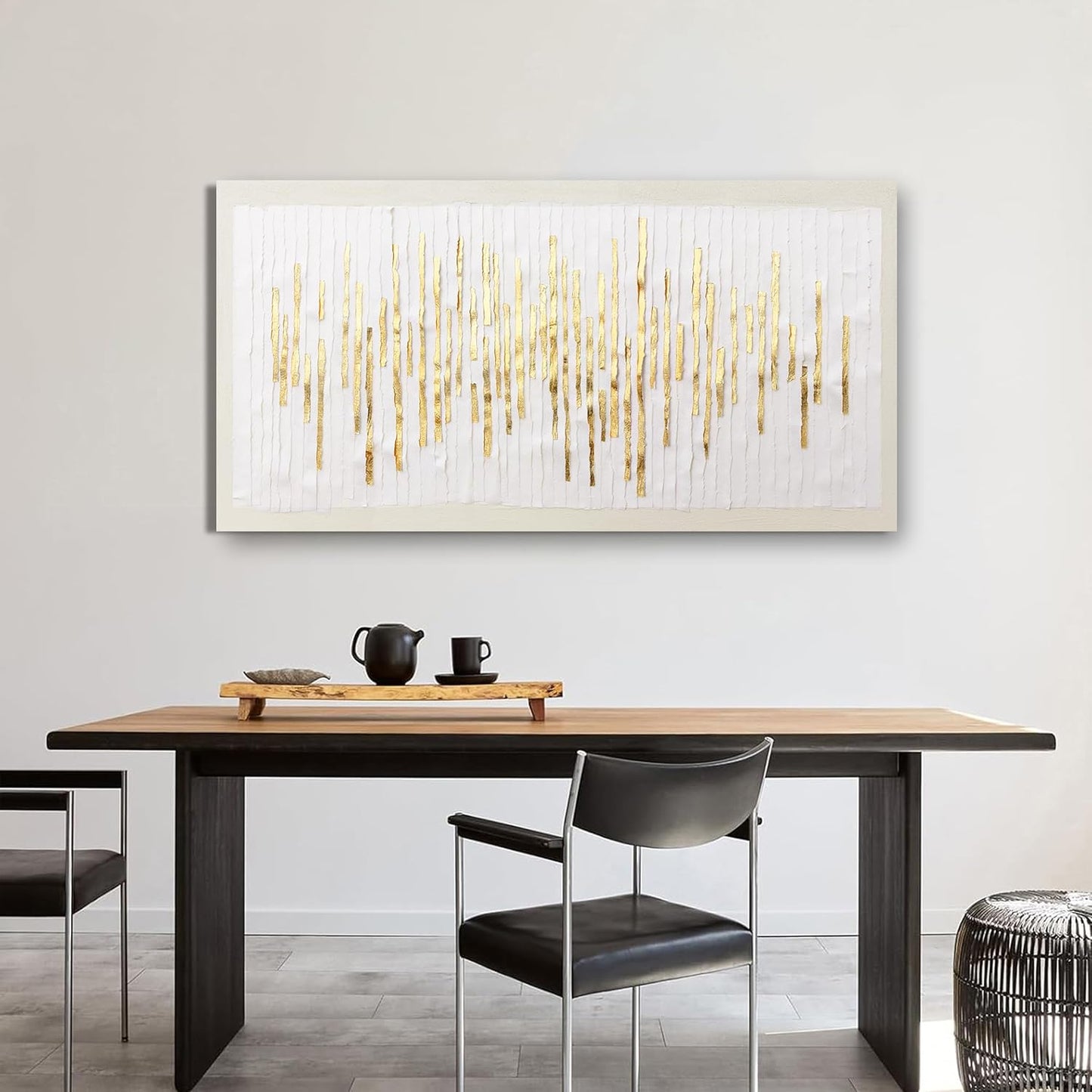 Canvas Wall Art Decor Modern Wall Decor For Living Room Gold Abstract Wall Art White Textured Wall Art Abstract Art Artwork for Walls Canvas Prints Art Work For Home Office Wall Decor 20" X 40"