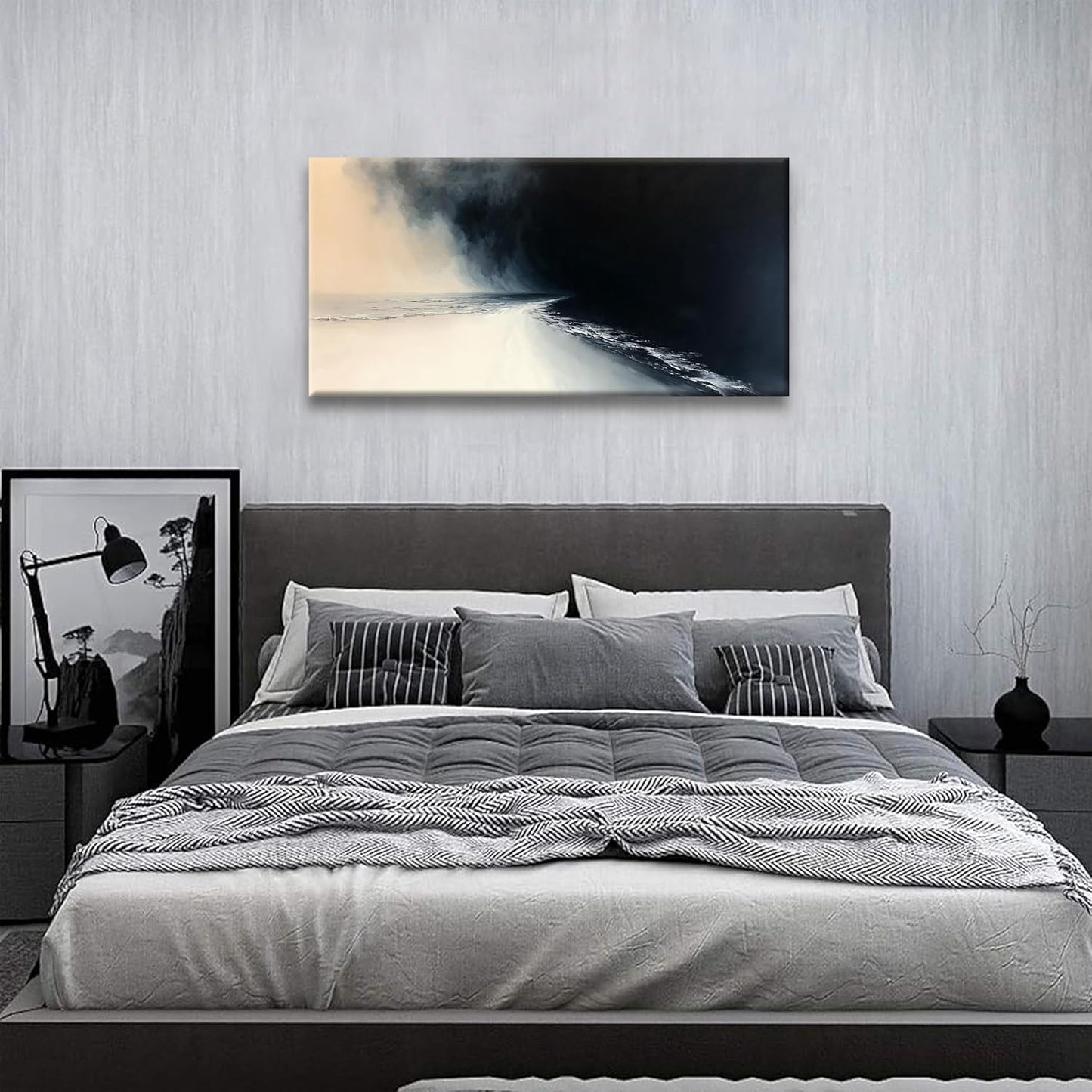 Tsomzxng Black And White Abstract Wall Art Modern Minimalist Canvas Art Wall Decor Print Picture Abstract Wall Decor Painting Picture For Bedroom Office Home Wall Decoration 20 X 40 In