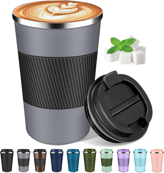Coffee Travel Mug 12oz Insulated Coffee Mug with Lid Portable Spill-Proof Coffee Travel Mug No Handle Reusable Stainless Steel Mug Keeps Cold and Hot Suitable for Car, Daily, Travel and Gifts
