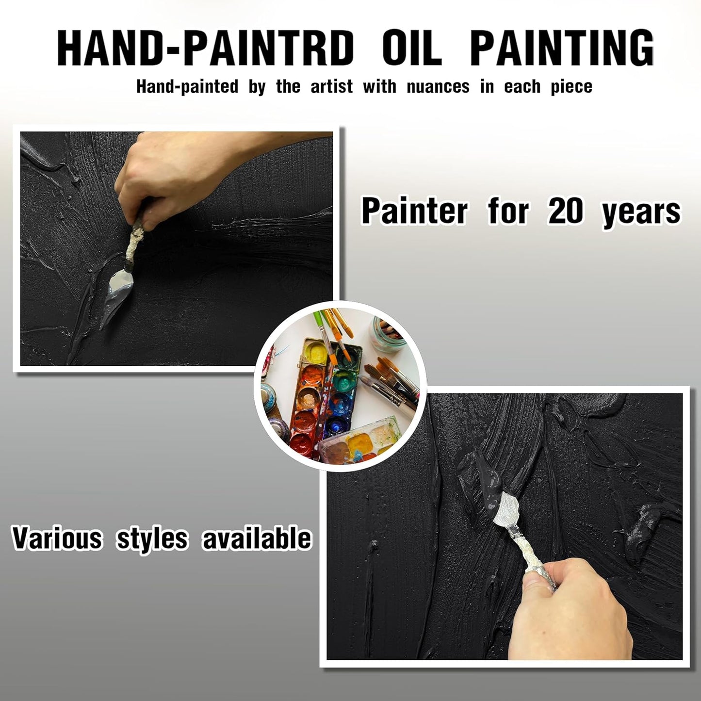 HUBOSKN Minimalist Artwork Wall Decor For Living Room Black Abstract Painting Wall Art For Office Huge 3D Canvas Wall Art For Hotel Size 40 x 80 Inch