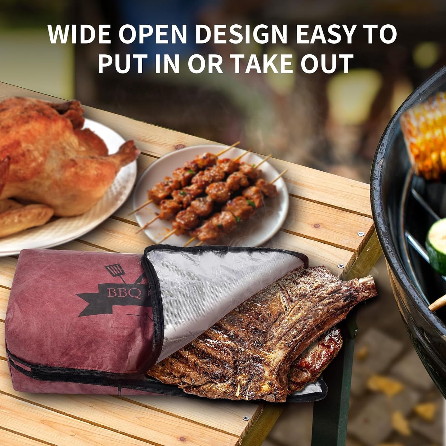 IIFONII BBQ Blanket for Resting Meat, Meat Resting Bag for Smoking, Reusable BBQ Resting Blanket, Insulated Meat Resting Blanket with Wide Capacity for Large Brisket/Beef, Smokers, Outdoor Activities