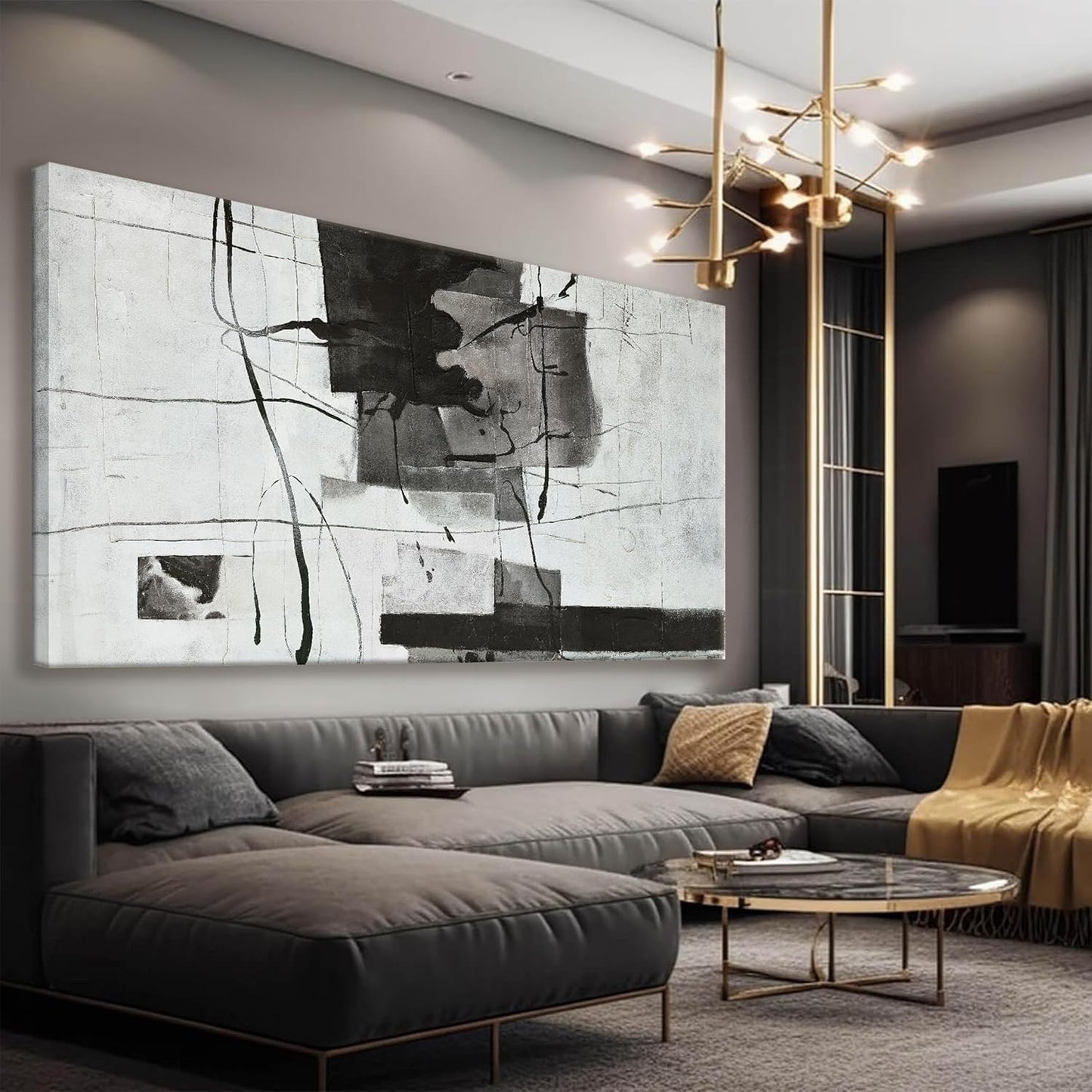 Suconvng Abstract Wall Art Small Size Black And White Wall Art Home Wall Decor Artwork Modern Canvas Art Wall Decor Painting Prints Abstract Art Pictures For Bedroom Office Artwork20 X 40"