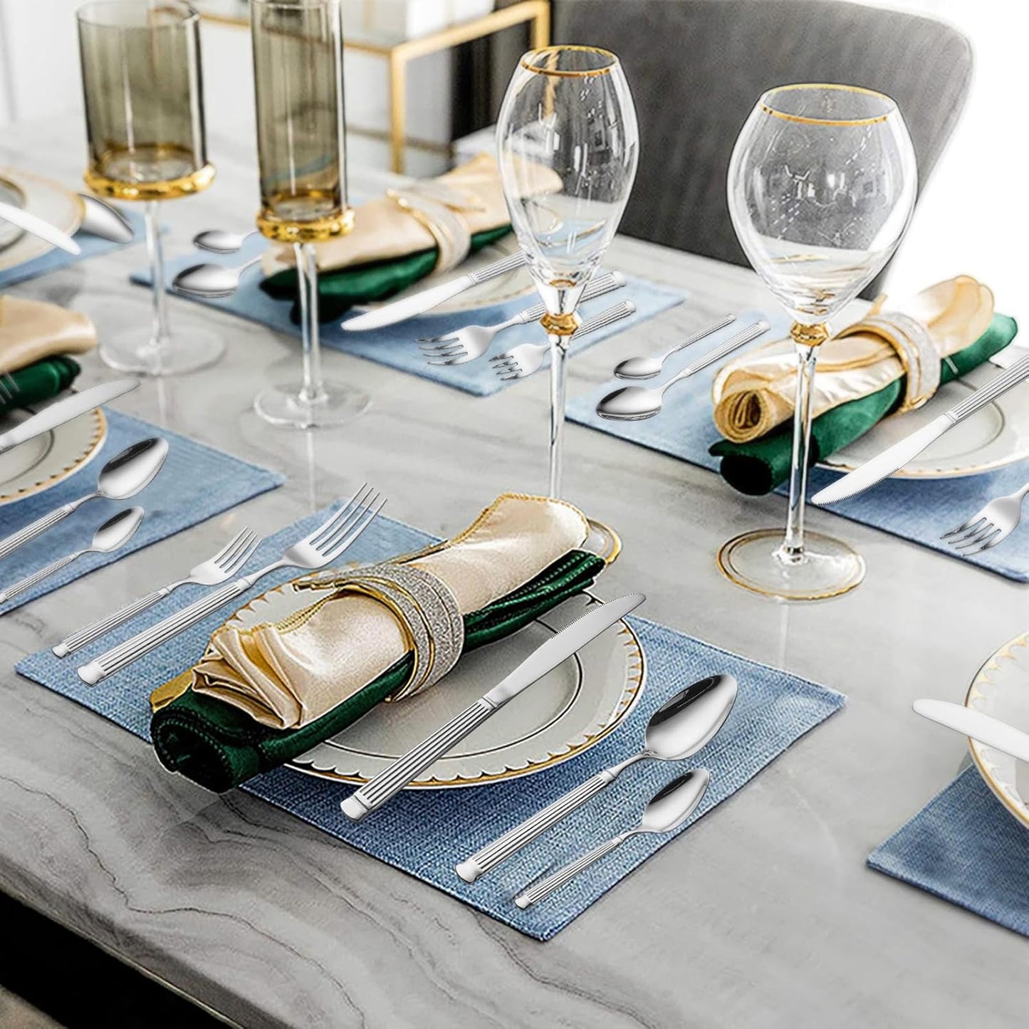 40-Piece Silverware Set Stainless Steel Flatware Set for 8,Include Knives Forks and Spoons Cutlery Set for Home Kitchen Housewarming