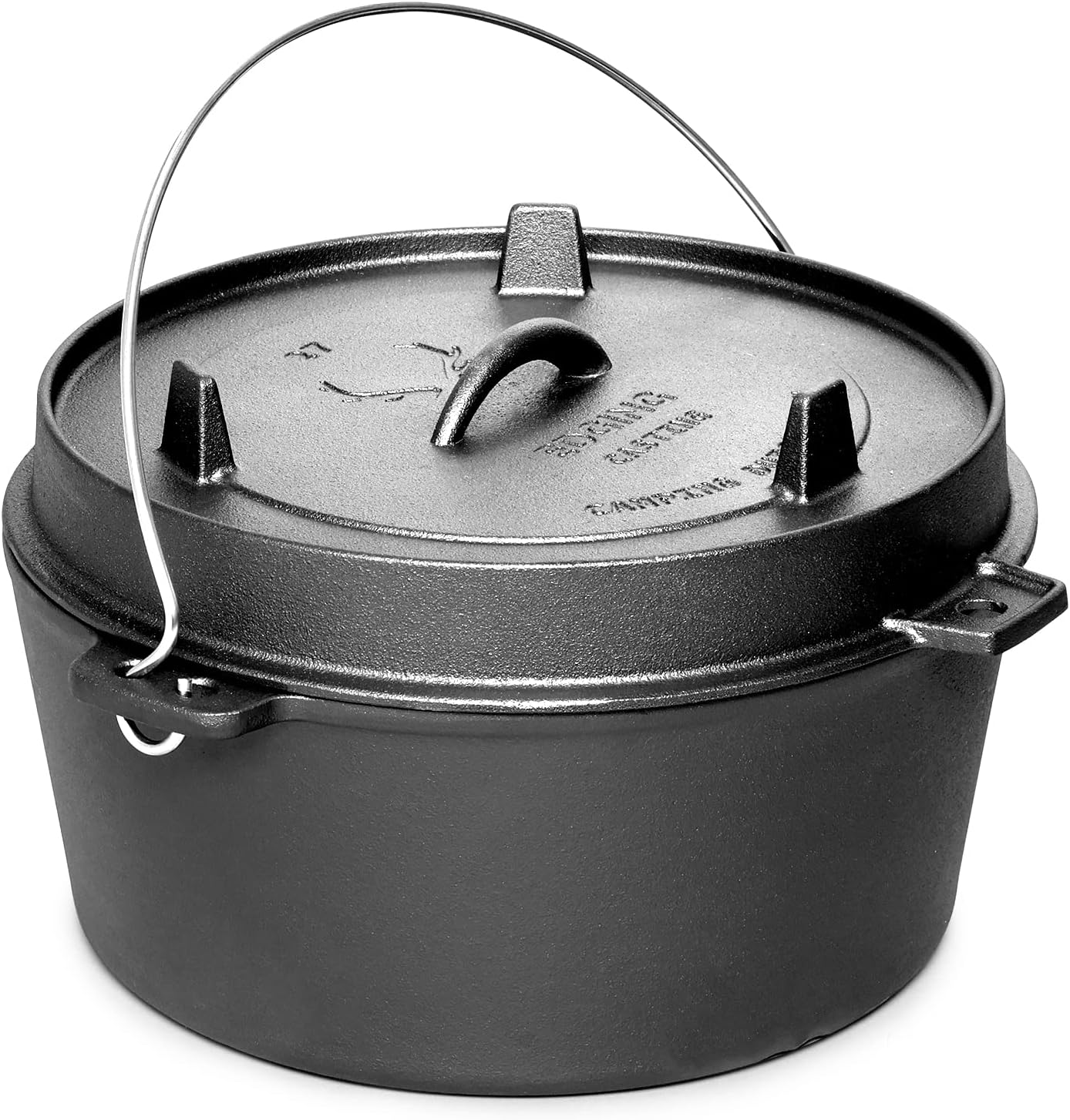 Pre-Seasoned Cast Iron Camping Dutch Ovens, Outdoor Camping Dutch Oven Pot with Lid Tripod, 6 Quart