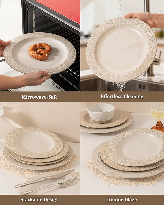 Dinnerware sets plates and bowls sets modern plates,Ceramic Dinnerware Sets,12 Pieces Porcelain Lightweight Plates,Scratch Resistant Dish Set (style - 5, 4 - Set (12pcs))